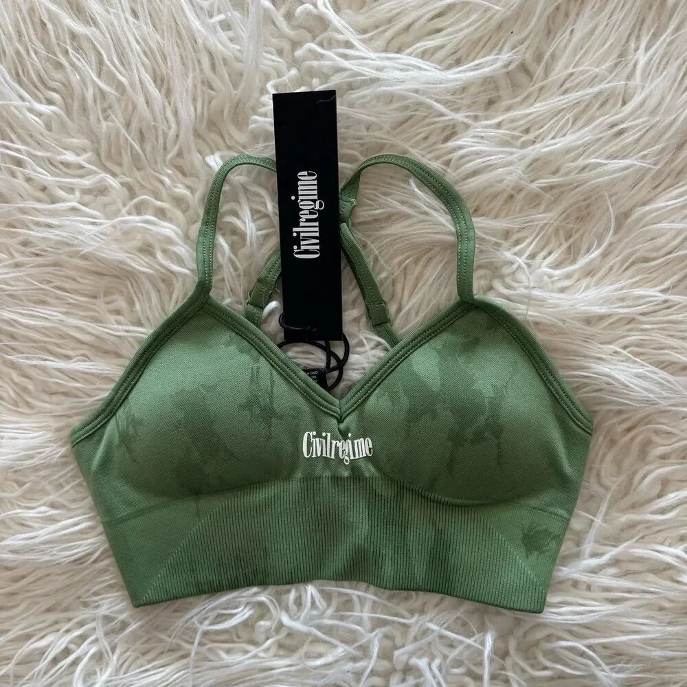Civil Regime Kelly Seamless Sports Bra Reaper Wash Watercrest Size XS